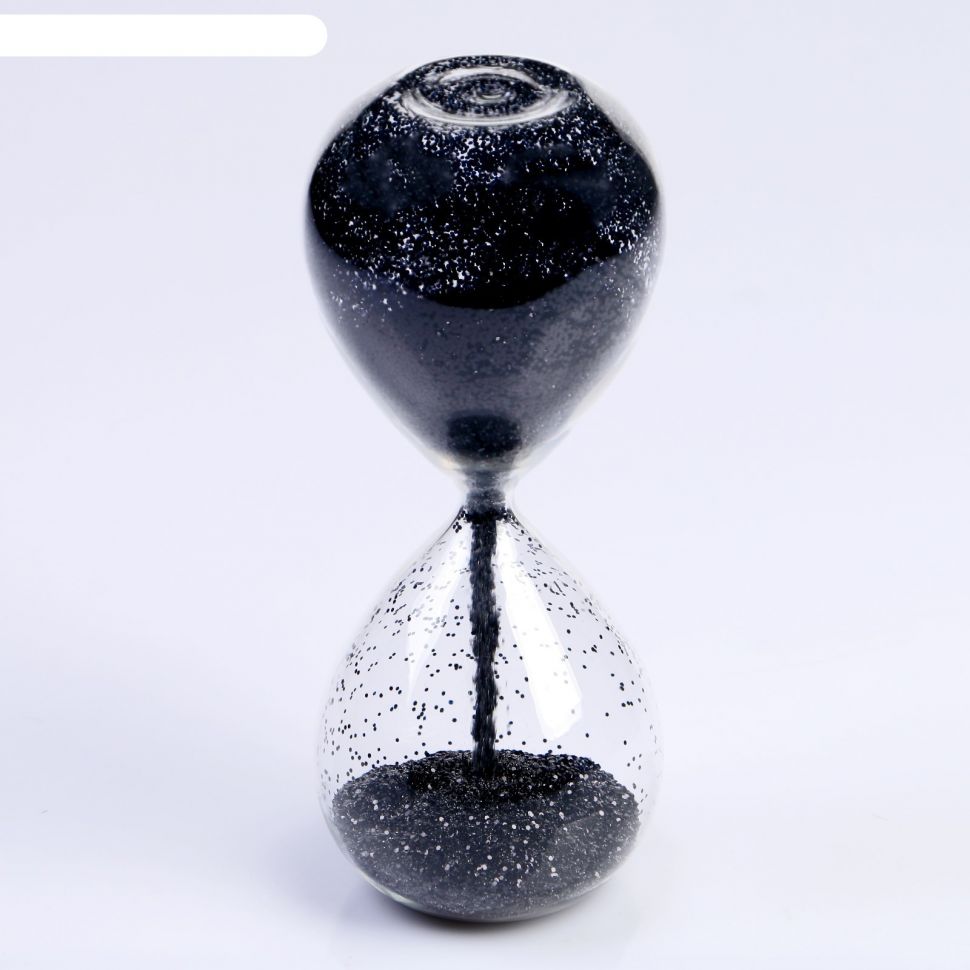 Часы песочные Шанаду, сувенирные, 8х8х19 см, песок с черными блёстками фото 1